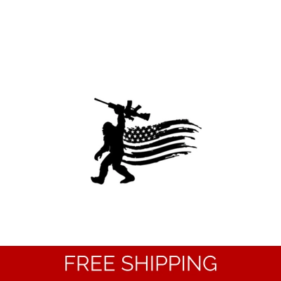 Bigfoot Sasquatch Gun USA American Flag Patriotic Die Cut Vinyl Decal sticker Bigfoot Sasquatch Gun USA American Flag Patriotic Die Cut Vinyl Decal sticker